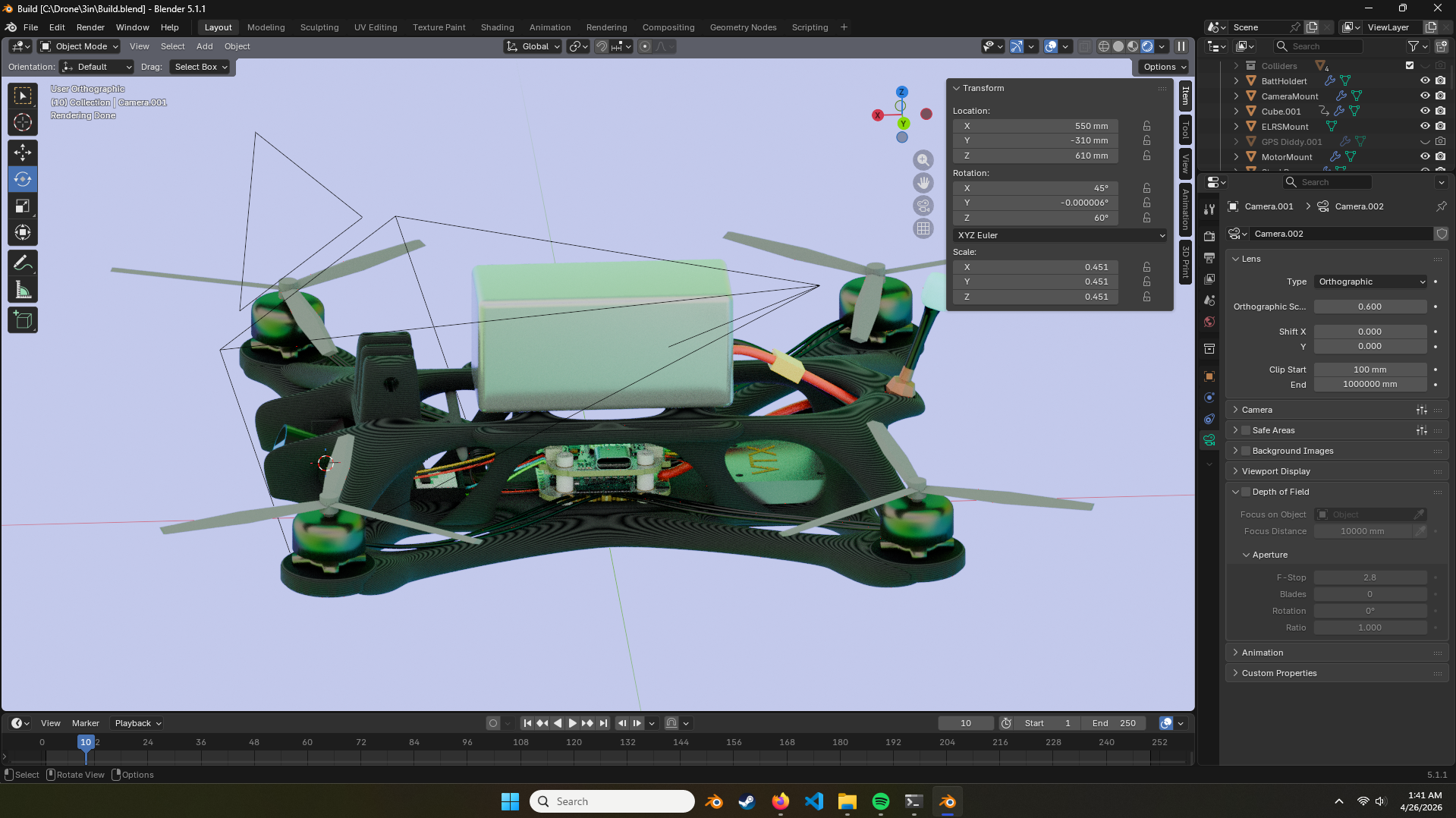 Image of a drone on Blender