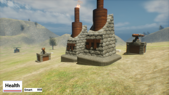 Buildings and structures in an open landscape