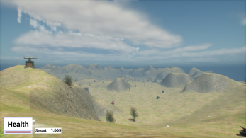 Generated terrain stretching toward the coast