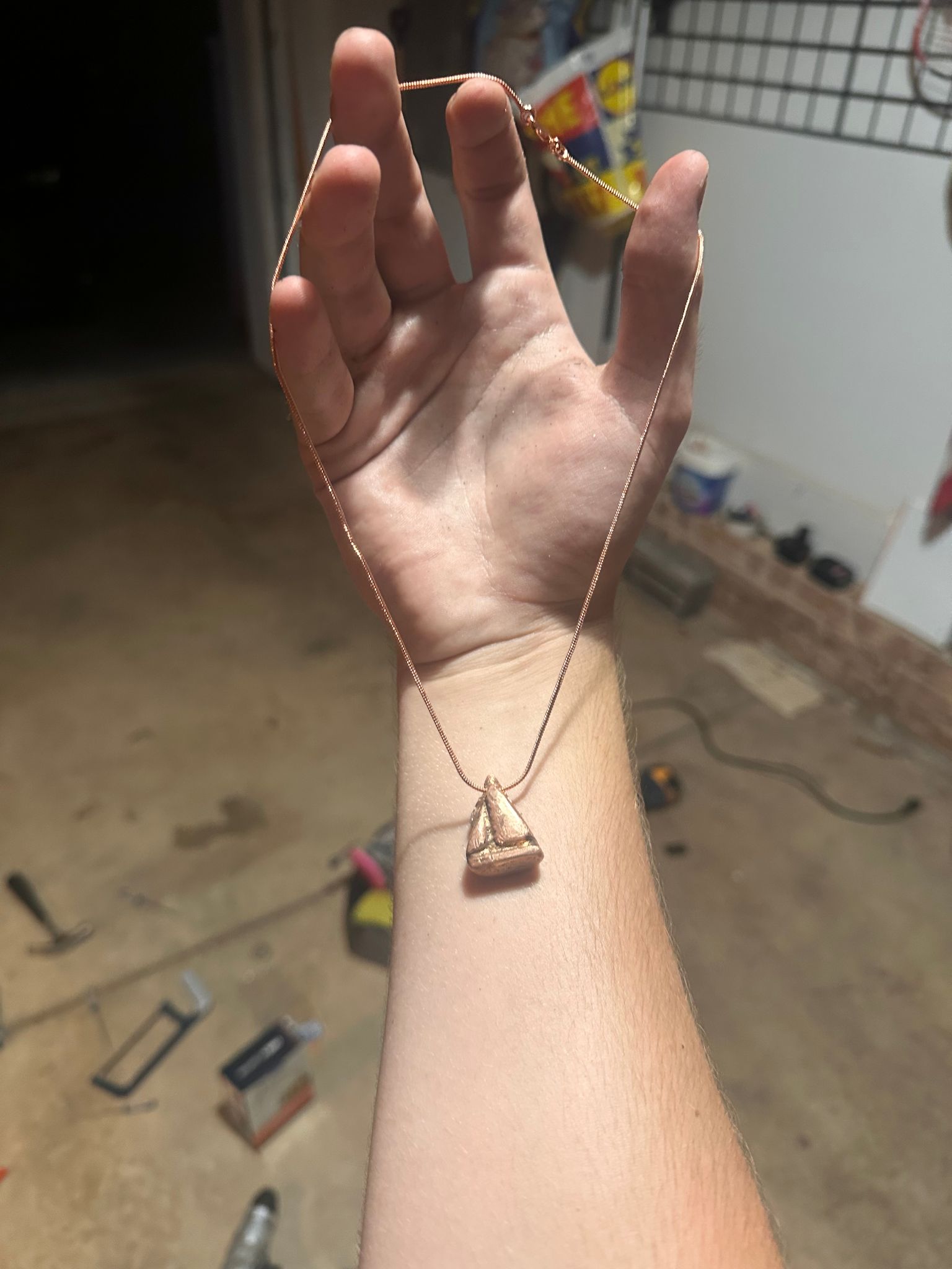 Copper necklace pendant from my casting projects